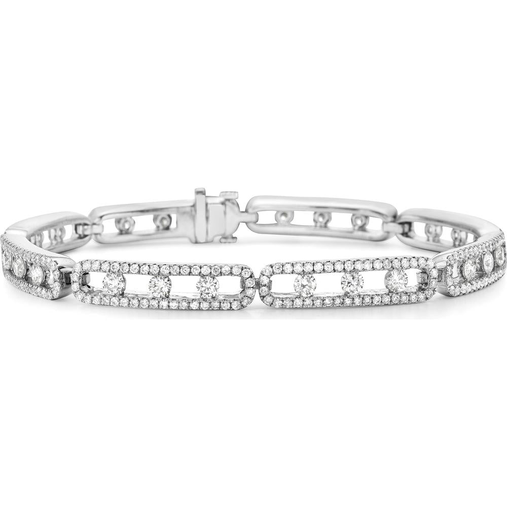 Floating Diamond Link Bracelet in 18K White Gold by Charles Krypell