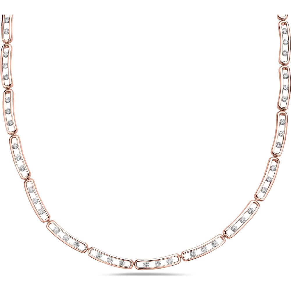 Floating Diamond Link Necklace in 18K Rose Gold by Charles Krypell
