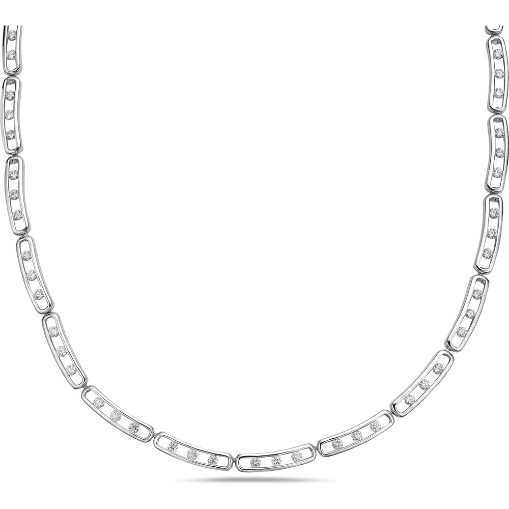 Floating Diamond Link Necklace in 18K White Gold by Charles Krypell