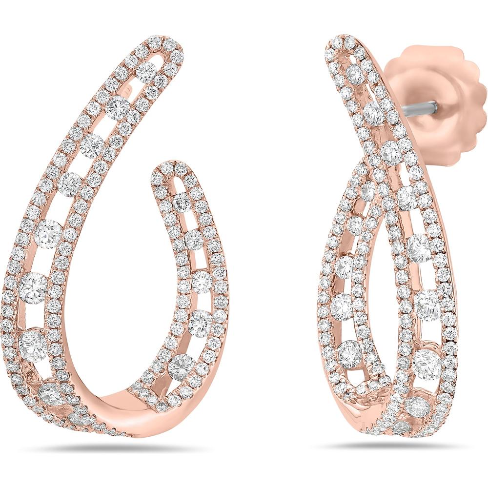Floating Diamond Pavé Arch Earrings in 18K Rose Gold by Charles Krypell