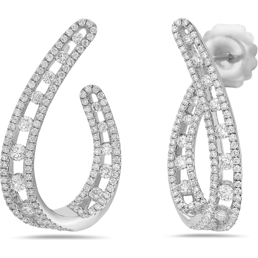 Floating Diamond Pavé Arch Earrings in 18K White Gold by Charles Krypell