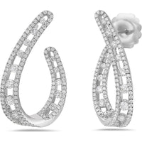 Floating Diamond Pavé Arch Earrings in 18K White Gold by Charles Krypell