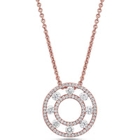 Floating Diamond Pavé Circle Pendant Necklace in 18K Rose Gold by Charles Krypell