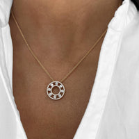 Floating Diamond Pavé Circle Pendant Necklace in 18K Rose Gold by Charles Krypell