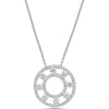 Floating Diamond Pavé Circle Pendant Necklace in 18K White Gold by Charles Krypell