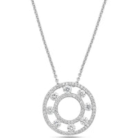 Floating Diamond Pavé Circle Pendant Necklace in 18K White Gold by Charles Krypell