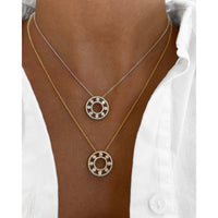 Floating Diamond Pavé Circle Pendant Necklace in 18K White Gold by Charles Krypell