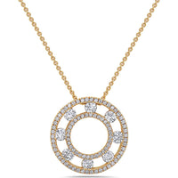 Floating Diamond Pavé Circle Pendant Necklace in 18K Yellow Gold by Charles Krypell