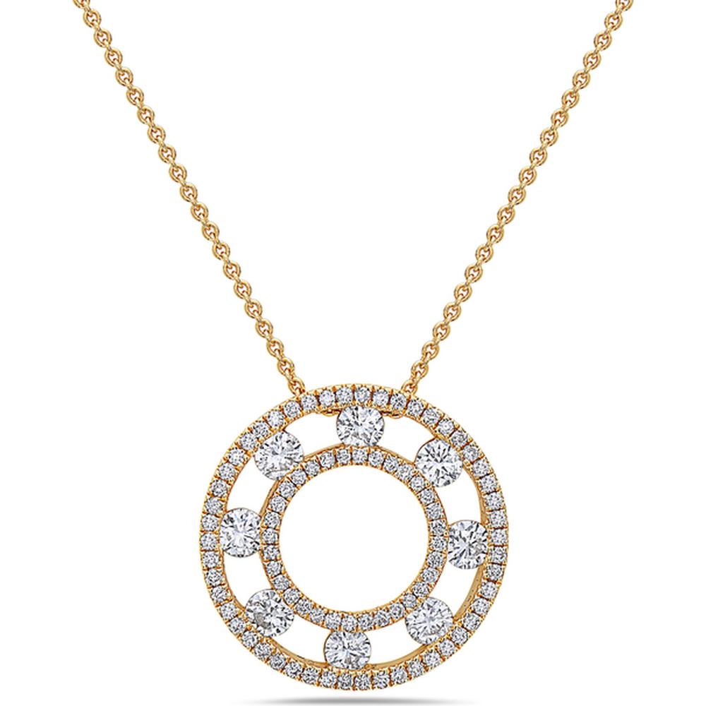 Floating Diamond Pavé Circle Pendant Necklace in 18K Yellow Gold by Charles Krypell