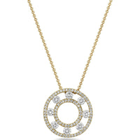Floating Diamond Pavé Circle Pendant Necklace in 18K Yellow Gold by Charles Krypell