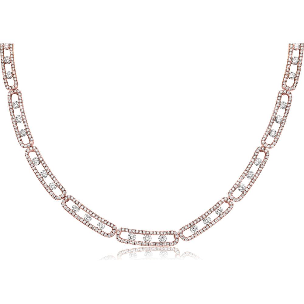 Floating Diamond Pavé Eternity Necklace in 18K Rose Gold by Charles Krypell