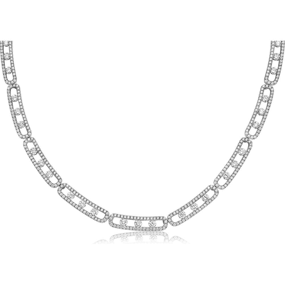 Floating Diamond Pavé Eternity Necklace in 18K White Gold by Charles Krypell