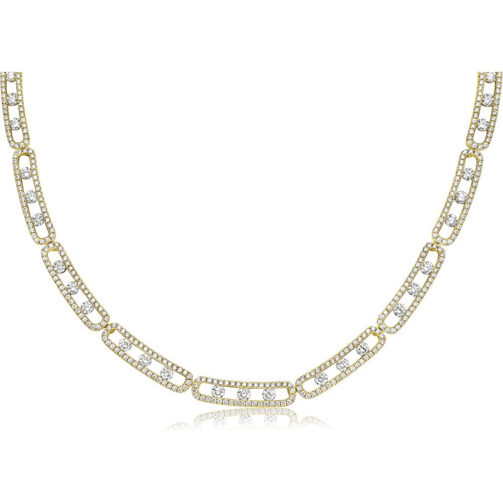 Floating Diamond Pavé Eternity Necklace in 18K Yellow Gold by Charles Krypell