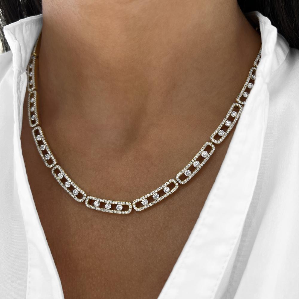 Floating Diamond Pavé Eternity Necklace in 18K Yellow Gold by Charles Krypell