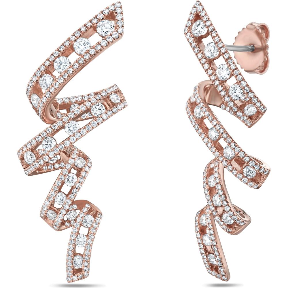 Floating Diamond Pavé Vortex Earrings in 18K Rose Gold by Charles Krypell