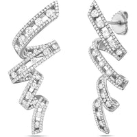 Floating Diamond Pavé Vortex Earrings in 18K White Gold by Charles Krypell