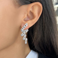 Floating Diamond Pavé Vortex Earrings in 18K White Gold by Charles Krypell