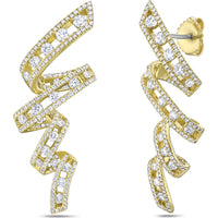 Floating Diamond Pavé Vortex Earrings in 18K Yellow Gold by Charles Krypell
