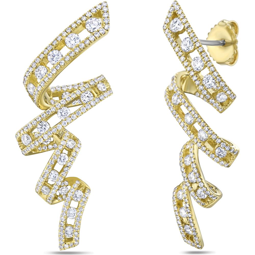 Floating Diamond Pavé Vortex Earrings in 18K Yellow Gold by Charles Krypell