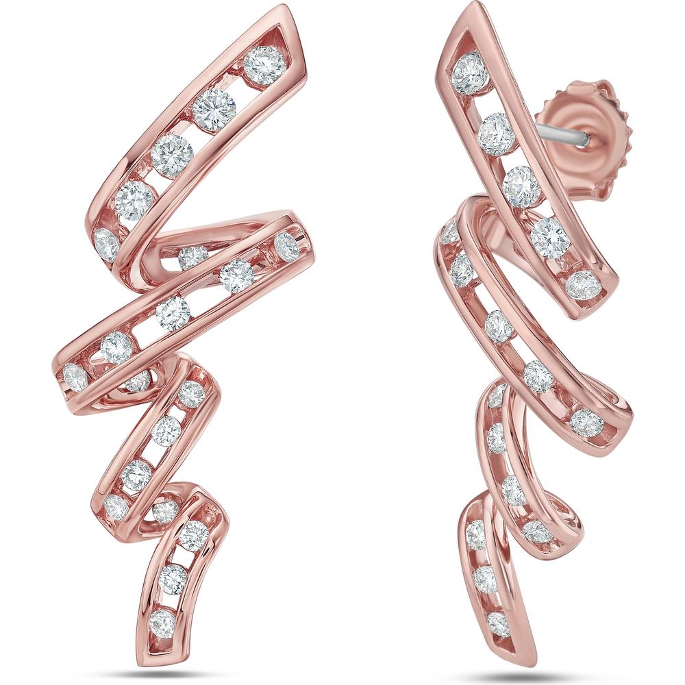 Floating Diamond Vortex Earrings in 18K Rose Gold by Charles Krypell