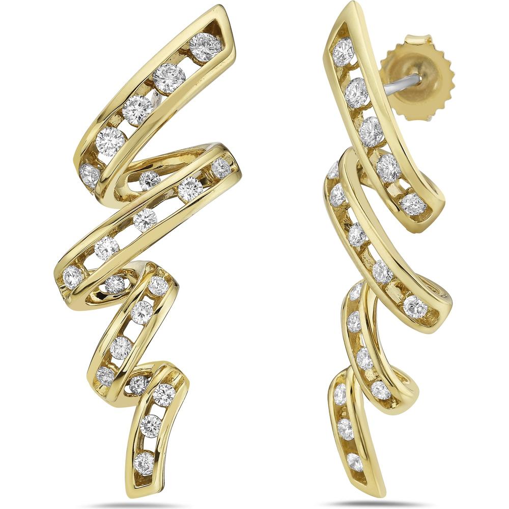 Floating Diamond Vortex Earrings in 18K Yellow Gold by Charles Krypell