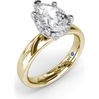 Floating Halo Pear-Shaped Diamond Engagement Ring Setting with Wide Band by Fana - 0.08 Carat Total Diamond Weight