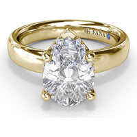 Floating Halo Pear-Shaped Diamond Engagement Ring Setting with Wide Band by Fana - 0.08 Carat Total Diamond Weight
