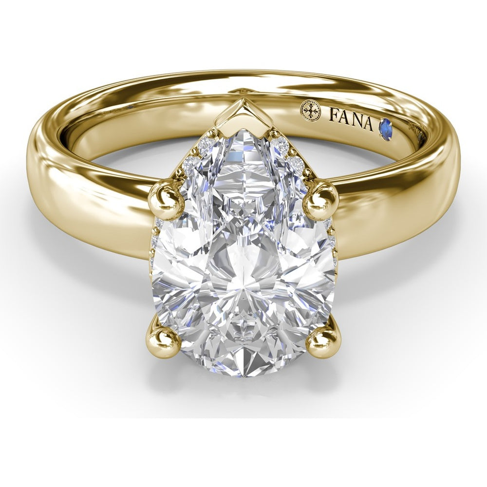 Floating Halo Pear-Shaped Diamond Engagement Ring Setting with Wide Band by Fana - 0.08 Carat Total Diamond Weight