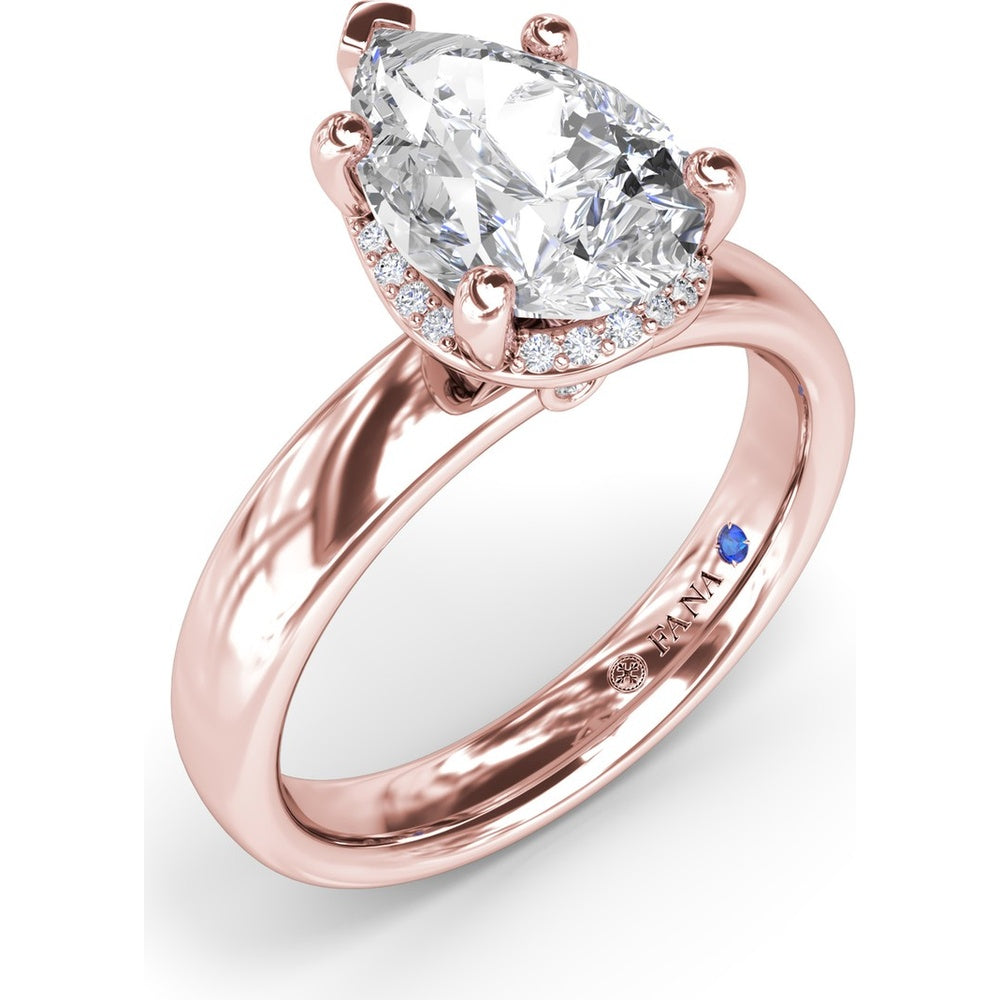 Floating Halo Pear-Shaped Diamond Engagement Ring Setting with Wide Band by Fana - 0.08 Carat Total Diamond Weight