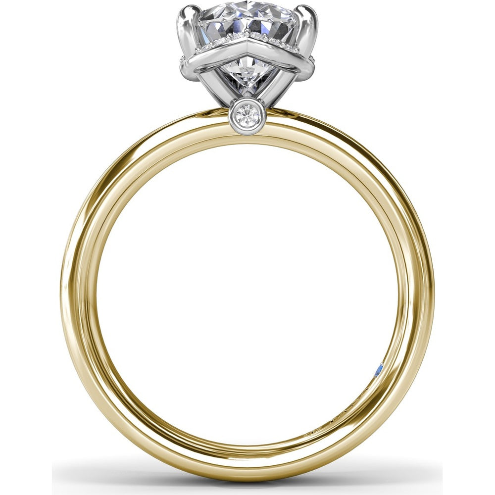 Floating Halo Pear-Shaped Diamond Engagement Ring Setting with Wide Band by Fana - 0.08 Carat Total Diamond Weight