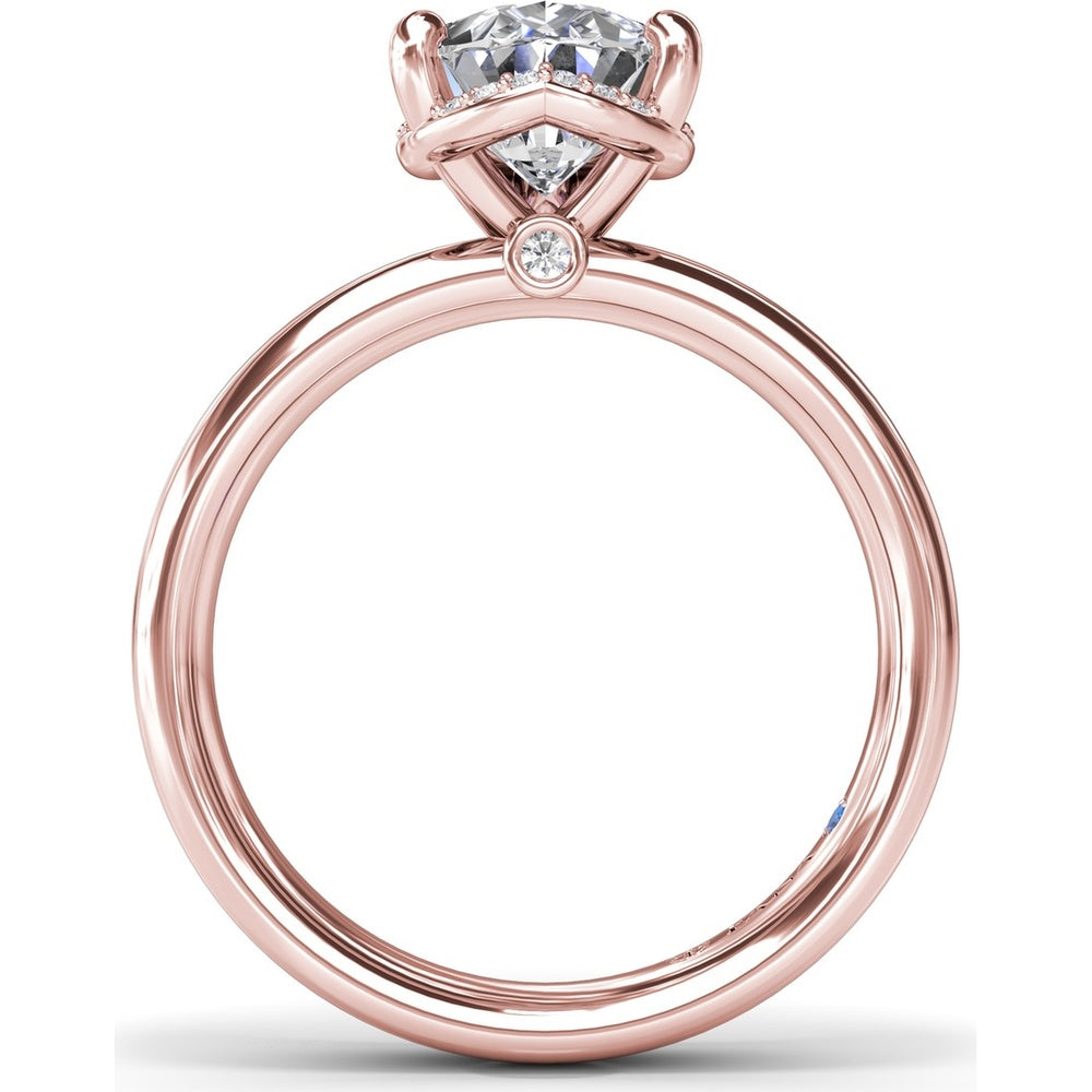 Floating Halo Pear-Shaped Diamond Engagement Ring Setting with Wide Band by Fana - 0.08 Carat Total Diamond Weight