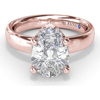 Floating Halo Pear-Shaped Diamond Engagement Ring Setting with Wide Band by Fana - 0.08 Carat Total Diamond Weight