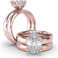 Floating Halo Pear-Shaped Diamond Engagement Ring Setting with Wide Band by Fana - 0.08 Carat Total Diamond Weight