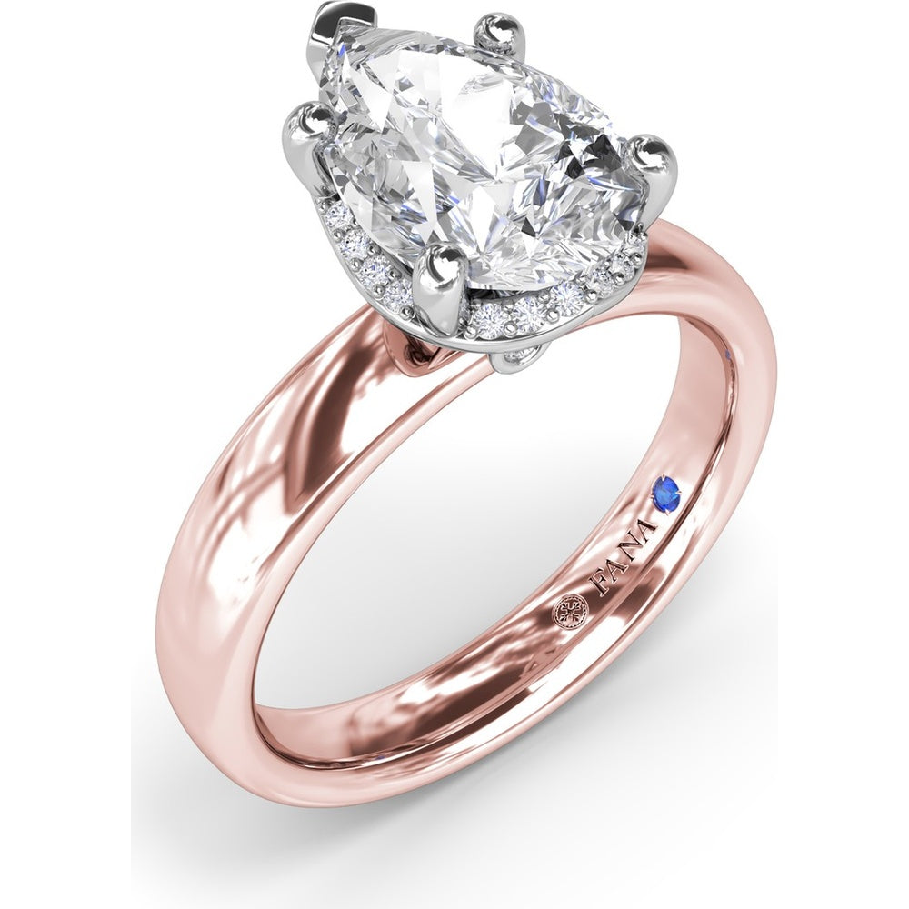 Floating Halo Pear-Shaped Diamond Engagement Ring Setting with Wide Band by Fana - 0.08 Carat Total Diamond Weight