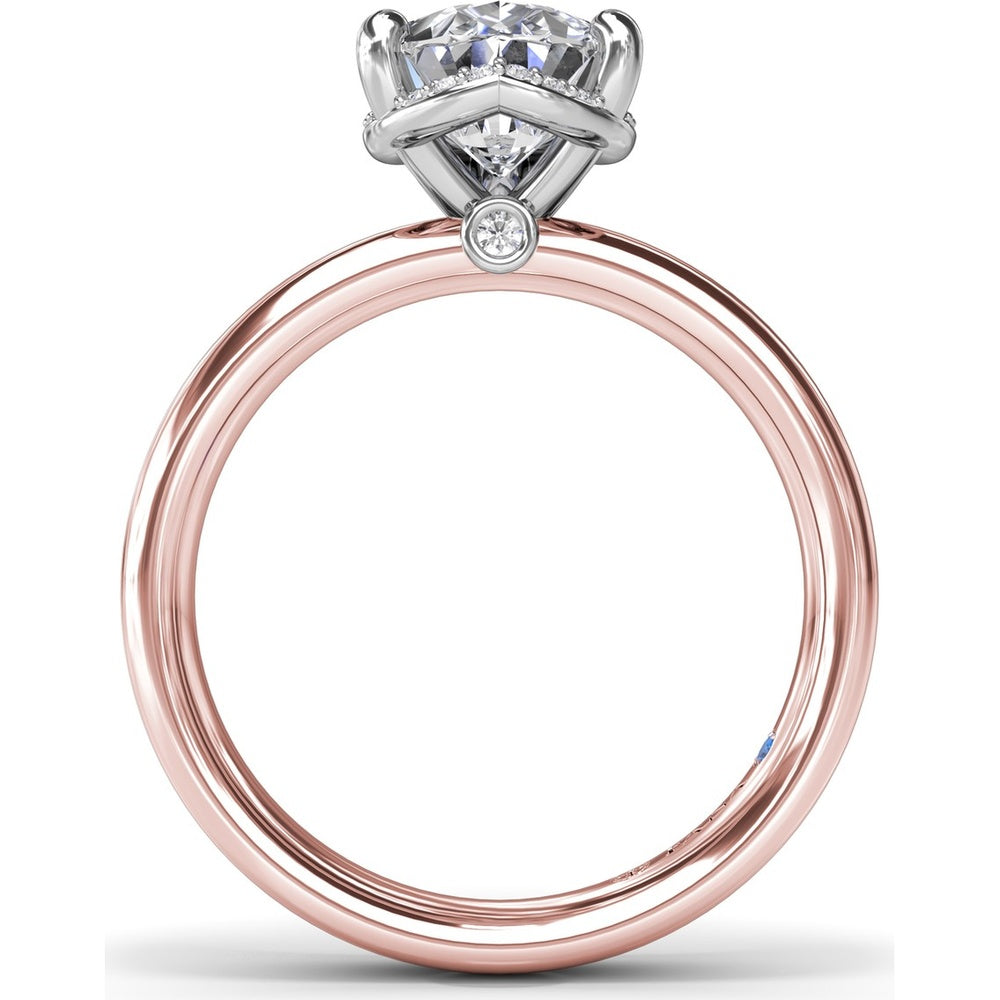 Floating Halo Pear-Shaped Diamond Engagement Ring Setting with Wide Band by Fana - 0.08 Carat Total Diamond Weight