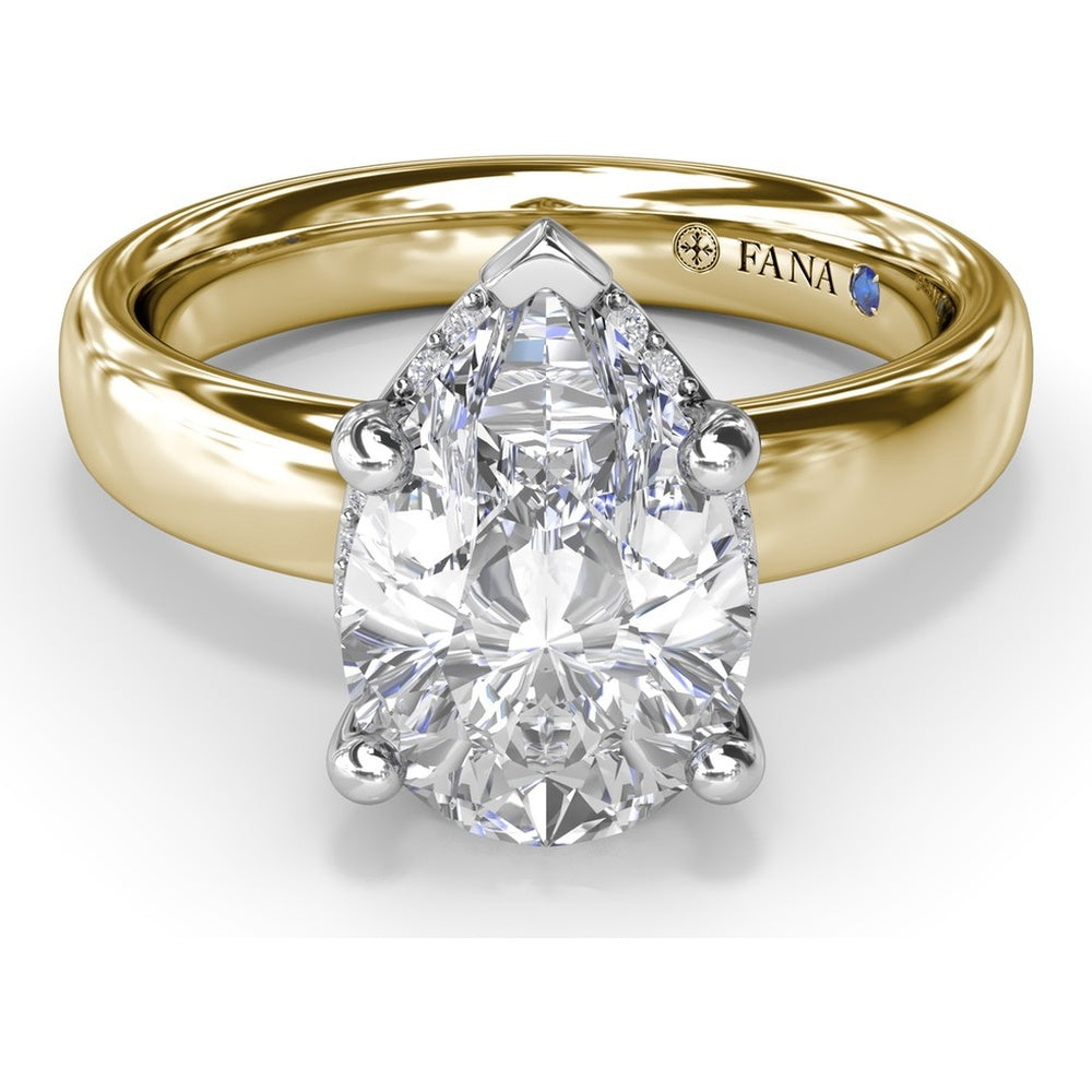 Floating Halo Pear-Shaped Diamond Engagement Ring Setting with Wide Band by Fana - 0.08 Carat Total Diamond Weight