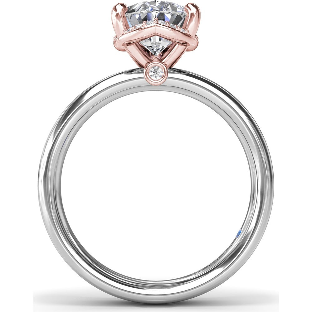 Floating Halo Pear-Shaped Diamond Engagement Ring Setting with Wide Band by Fana - 0.08 Carat Total Diamond Weight