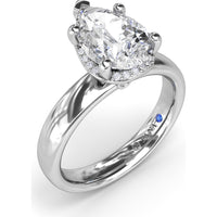 Floating Halo Pear-Shaped Diamond Engagement Ring Setting with Wide Band by Fana - 0.08 Carat Total Diamond Weight