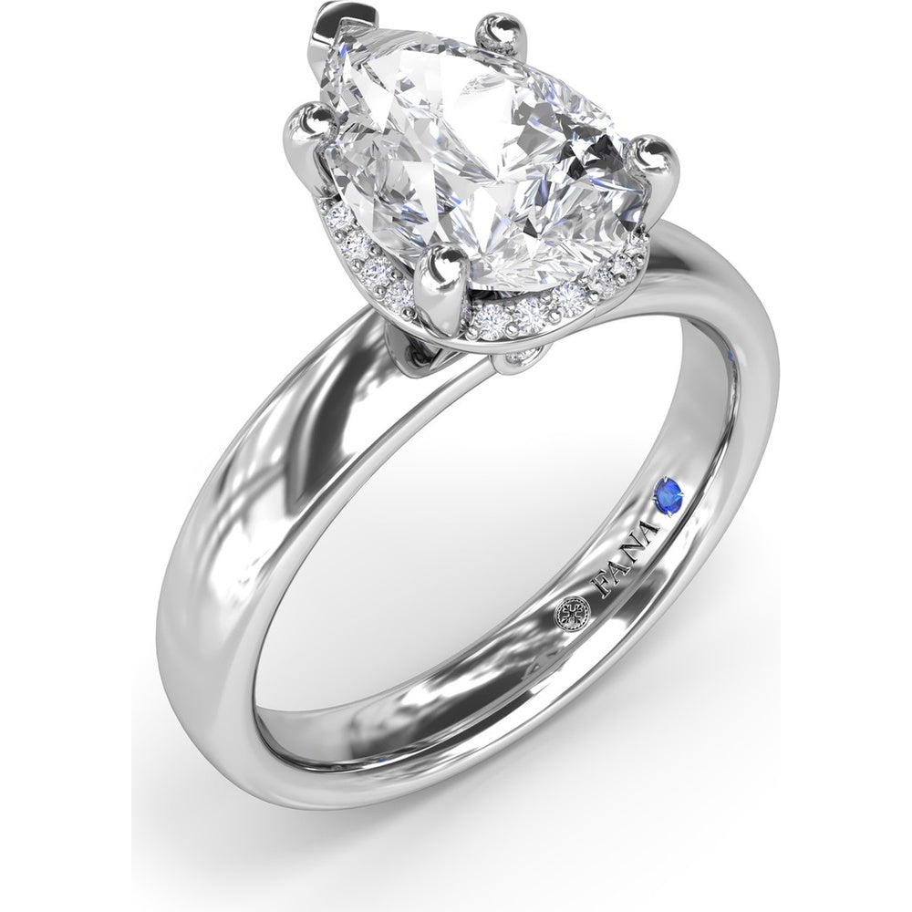 Floating Halo Pear-Shaped Diamond Engagement Ring Setting with Wide Band by Fana - 0.08 Carat Total Diamond Weight
