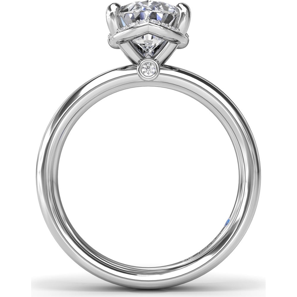 Floating Halo Pear-Shaped Diamond Engagement Ring Setting with Wide Band by Fana - 0.08 Carat Total Diamond Weight
