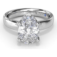 Floating Halo Pear-Shaped Diamond Engagement Ring Setting with Wide Band by Fana - 0.08 Carat Total Diamond Weight