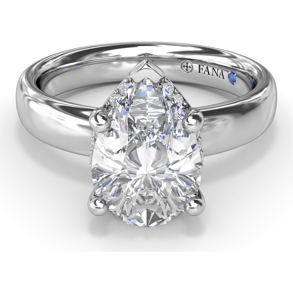 Floating Halo Pear-Shaped Diamond Engagement Ring Setting with Wide Band by Fana - 0.08 Carat Total Diamond Weight