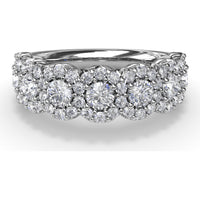 Floral Band with Halo Set Round Diamonds by Fana - 1.32 Carat Total Diamond Weight