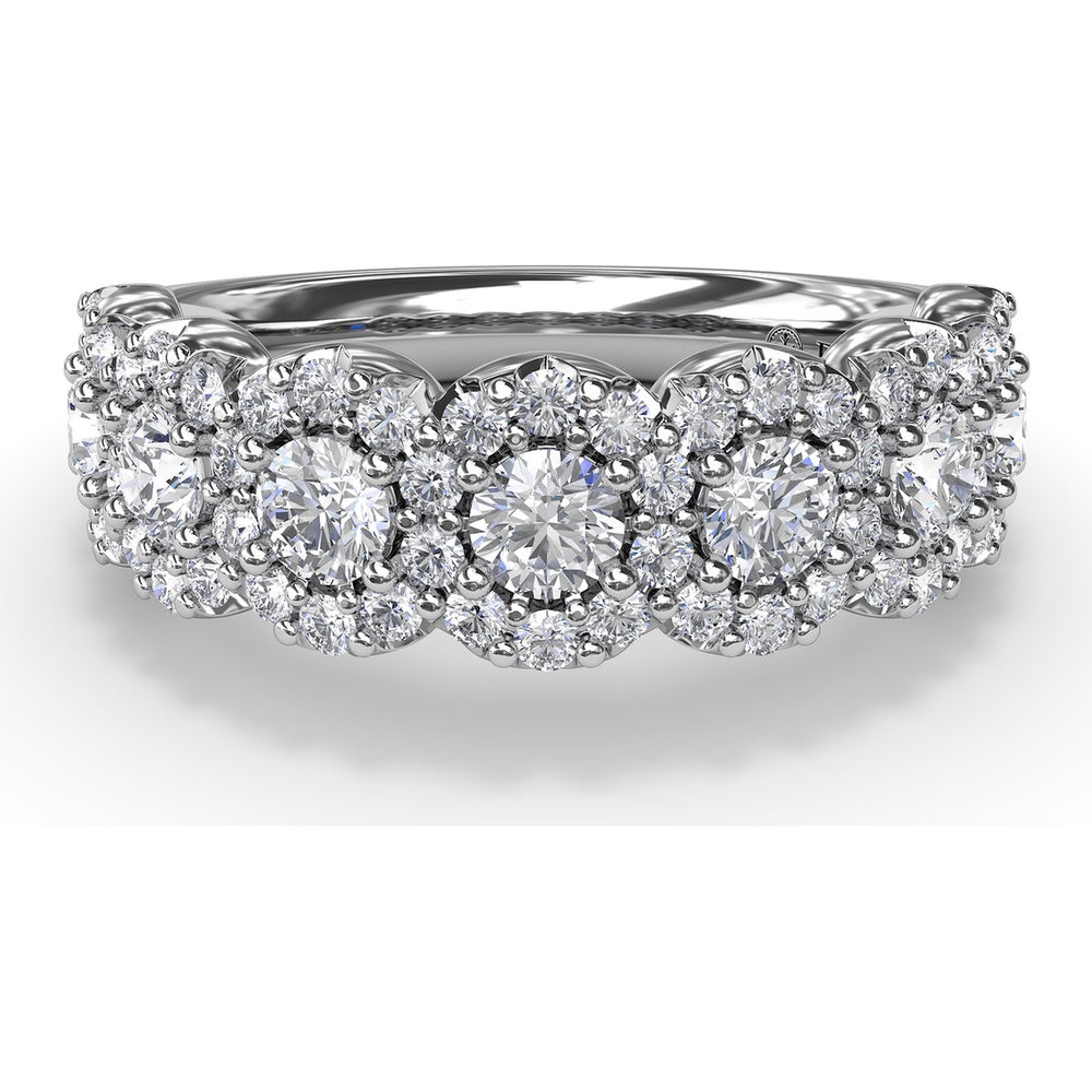 Floral Band with Halo Set Round Diamonds by Fana - 1.32 Carat Total Diamond Weight