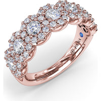 Floral Band with Halo Set Round Diamonds by Fana - 1.32 Carat Total Diamond Weight