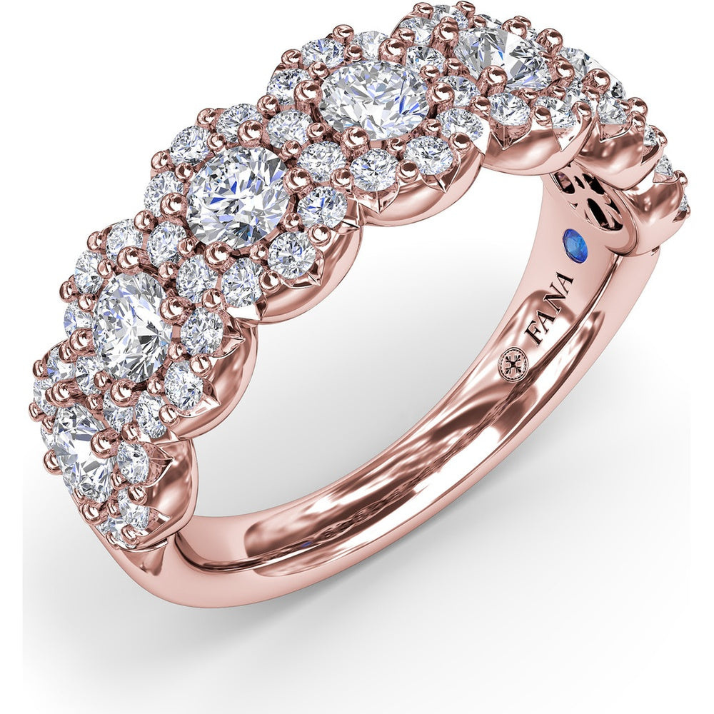Floral Band with Halo Set Round Diamonds by Fana - 1.32 Carat Total Diamond Weight