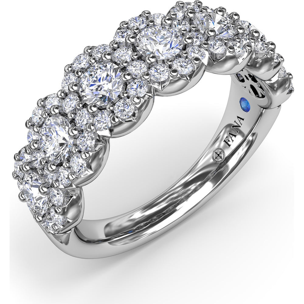 Floral Band with Halo Set Round Diamonds by Fana - 1.32 Carat Total Diamond Weight