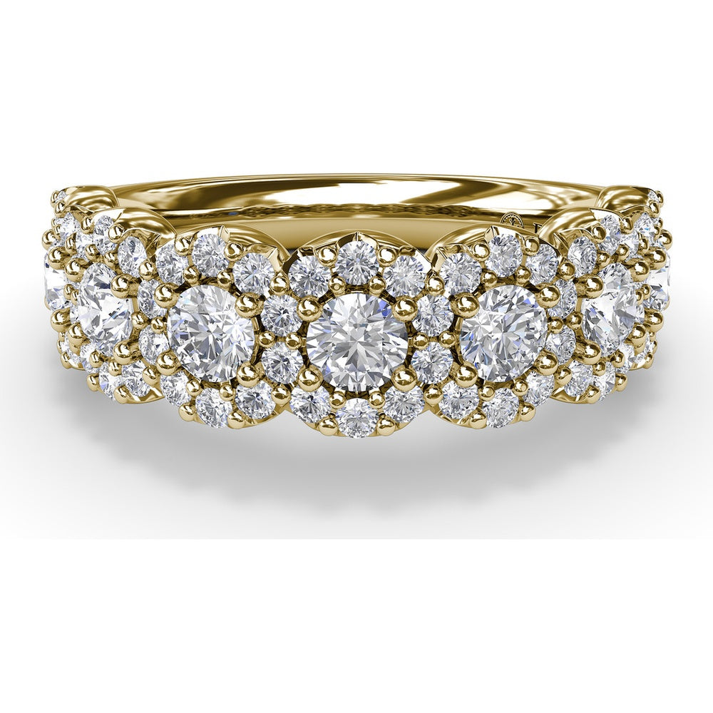 Floral Band with Halo Set Round Diamonds by Fana - 1.32 Carat Total Diamond Weight