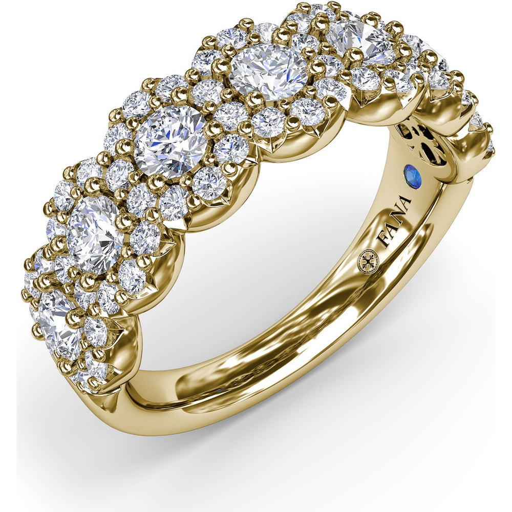 Floral Band with Halo Set Round Diamonds by Fana - 1.32 Carat Total Diamond Weight