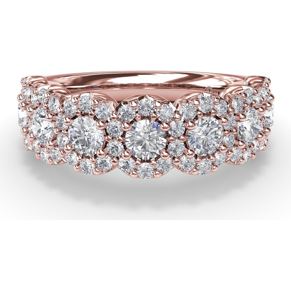 Floral Band with Halo Set Round Diamonds by Fana - 1.32 Carat Total Diamond Weight
